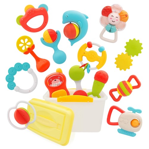 14 PCS Baby Rattles Teether Toy Set, Early Learning & Development Toys with Spin, Grab, Shake for Babies, 3 6 9 12 Months 14 PCS Baby Rattles Teether Toy Set, Early Learning & Development Toys with Spin, Grab, Shake for Babies, 3 6 9 12 Months